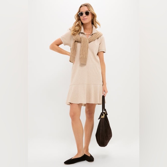 Tuckernuck Dresses & Skirts - Tuckernuck May Polo Dress Sandstone Beige Ruffle Hem Cotton Pique M NWT